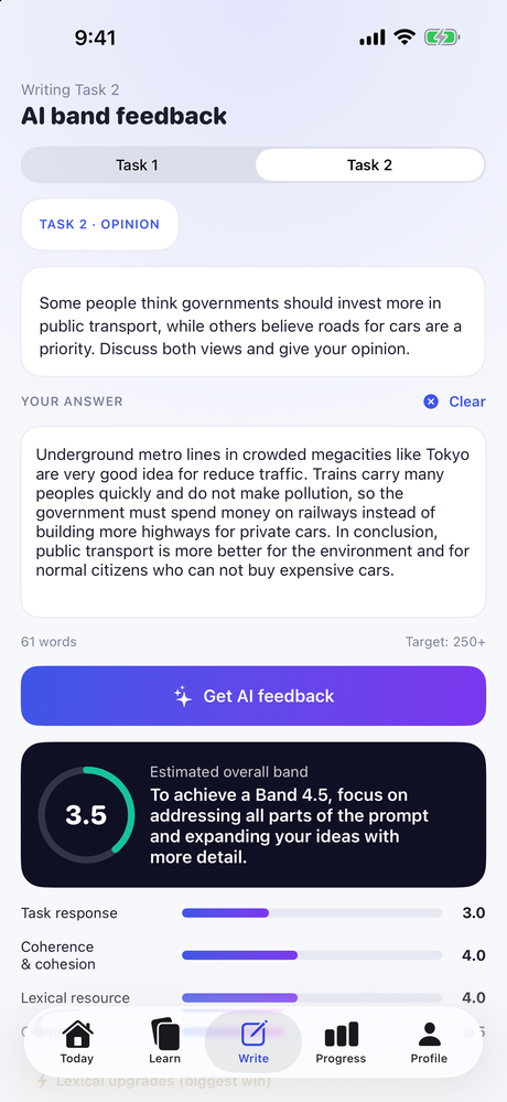 Instant AI band feedback